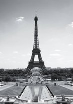 Eiffeltoren Parijs - Fotobehang - 158 x 232 cm - Zwart/Wit