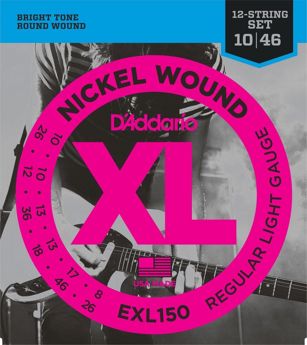 D'Addario EXL150 Regular Light 12-String 7, 8 en 12-snarenset