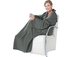 Fleece deken met mouwen | grijs | fleeche | warmte deken | snuggle |  weekendwebshop | bol.com