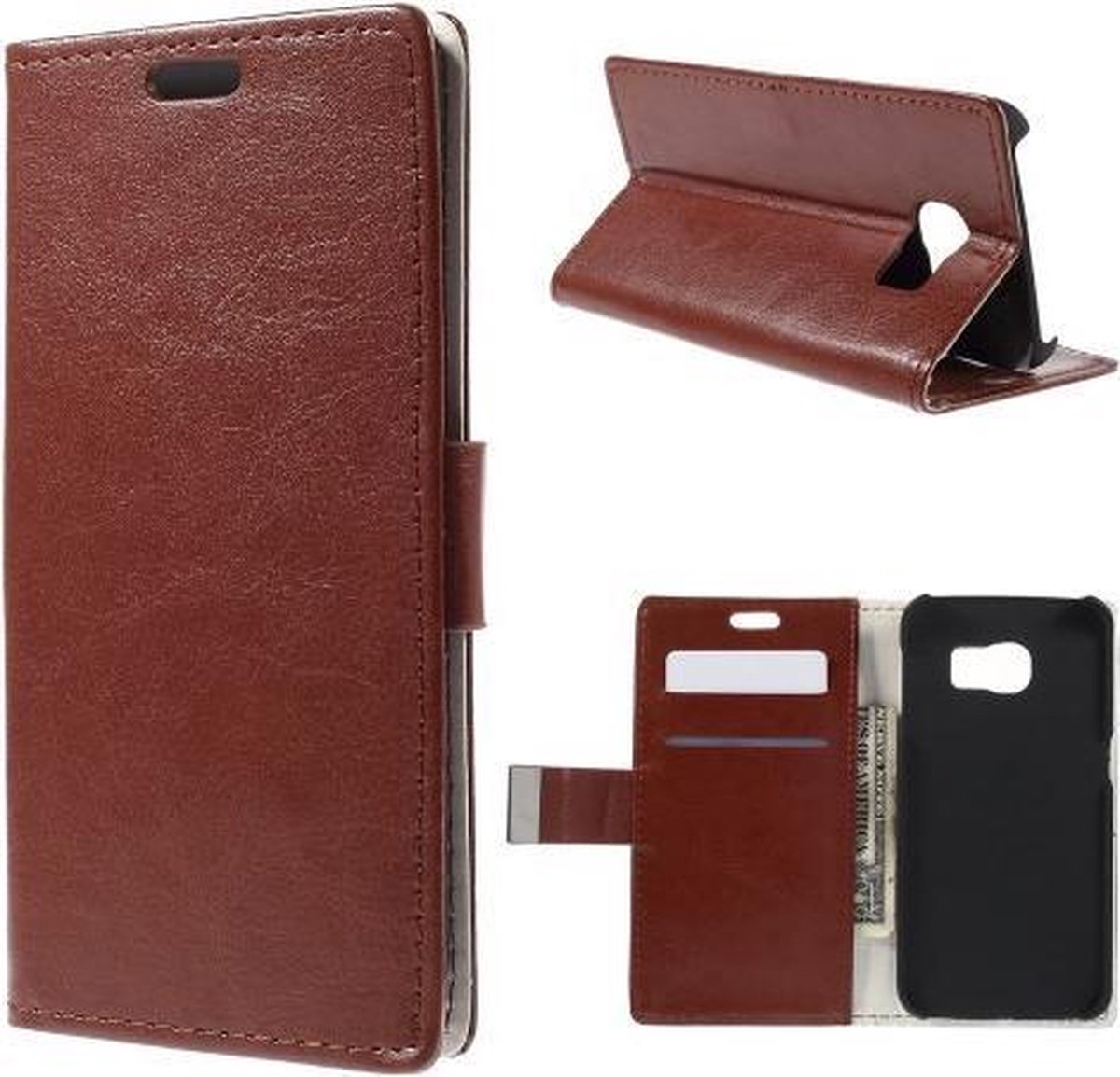 Magnetic Wallet Hoesje Samsung Galaxy S6 Edge bruin