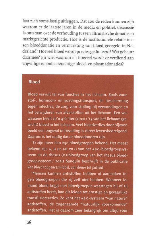 Pagina 26 met tekst en uitleg over bloed, bloedgroepen en bloedtransfusies.