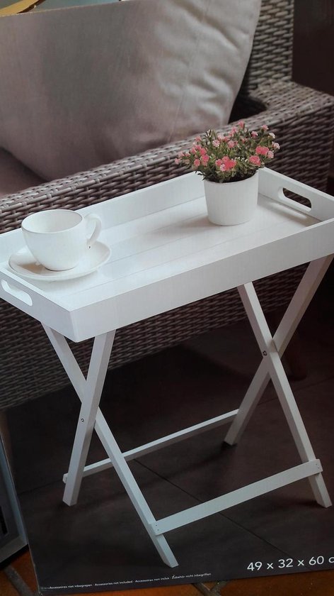 Haarzelf St Ver weg Wit houten dienblad op poten - Butler tray ook als bijzet tafel te  gebruiken | bol.com