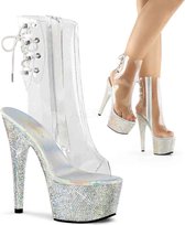 Pleaser - BEJEWELED-1018DM-7 Plateau Laarzen, Paaldans schoenen - Paaldans schoenen - 40 Shoes - Transparant