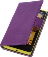 BestCases Stand Lila Echt Lederen Book Wallet Hoesje Nokia Lumia 920