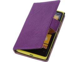 BestCases Stand Lila Echt Lederen Book Wallet Hoesje Nokia Lumia 920