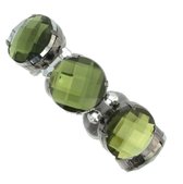 Behave® - elastische armband dames zwart metaal met groene steen