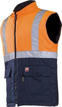 Sioen Bravone Vlamvertragende en antistatische signalisatie bodywarmer Fluo Oranje/Marine maat L