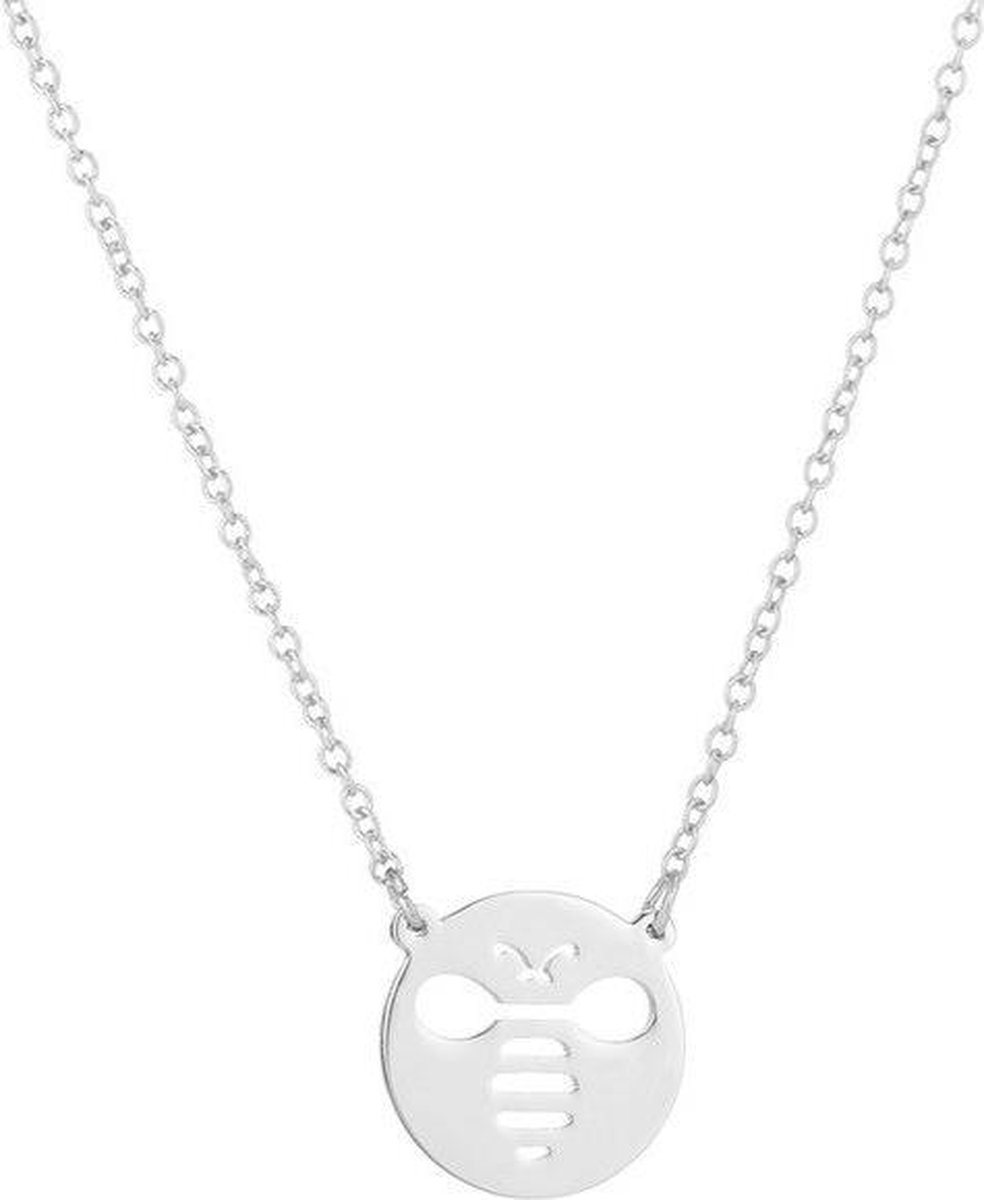24/7 Jewelry Collection Honingbij Ketting - Wesp - Bij - Bijen - Cirkel - Zilverkleurig