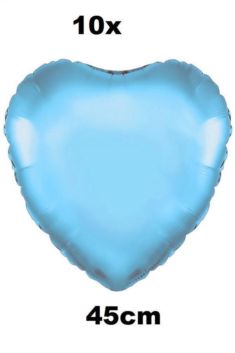 10x Folie ballon Hart 45 cm licht blauw.