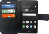 Hoesje voor Huawei P9 Book Case Portemonnee - Cover voor 3 Pasjes Zwart