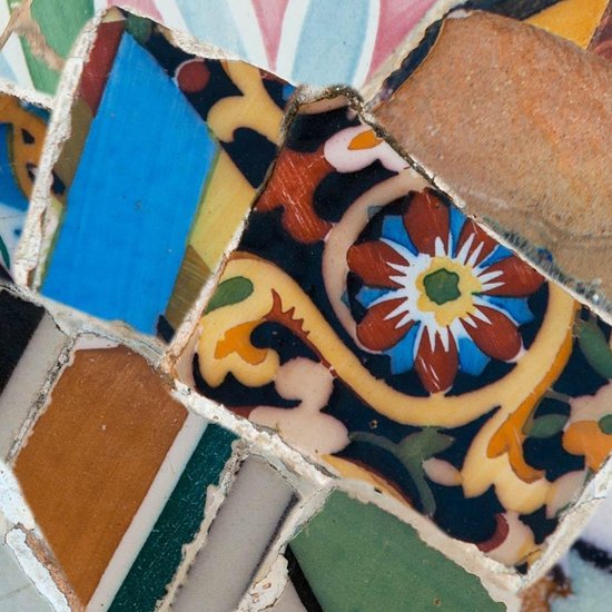 Keuken achterwand: Parc Guell, Gaudi Mozaïek 305 x 70 cm - SoWhat-design