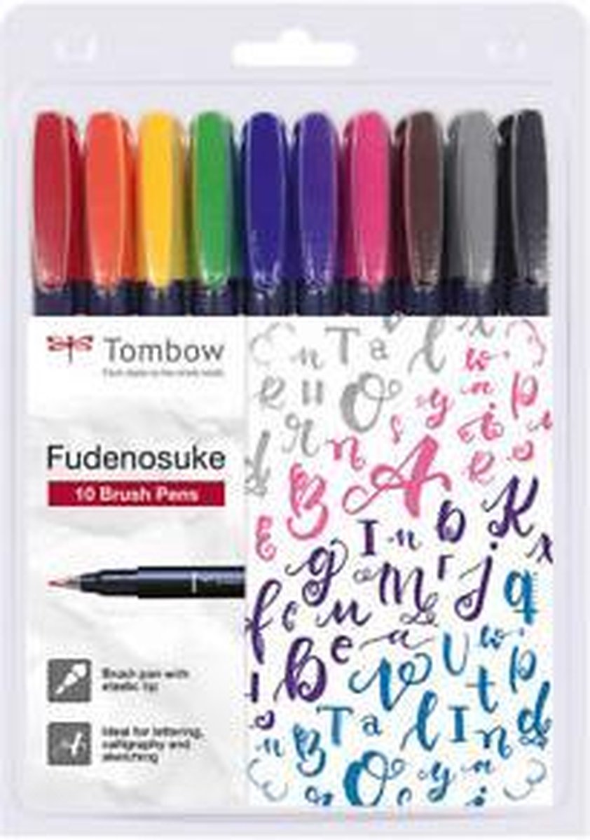 Tombow Fudenosuke - Brush pennen - set van 10