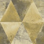 Hexagone driehoek zwart/goud modern (vliesbehang, goud)