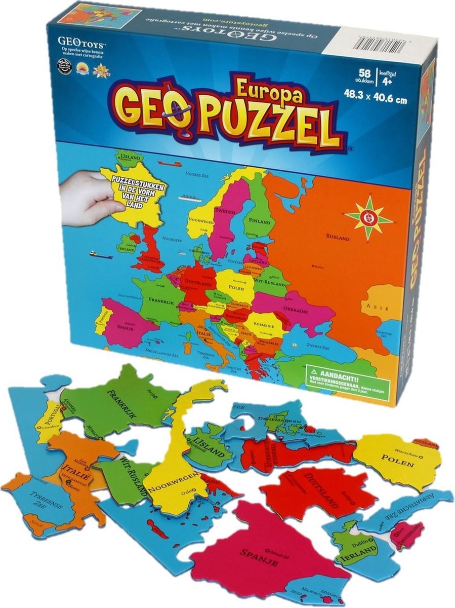 GEOToys Geopuzzel Wereldkaart Europa - 58 puzzelstukjes | bol.com