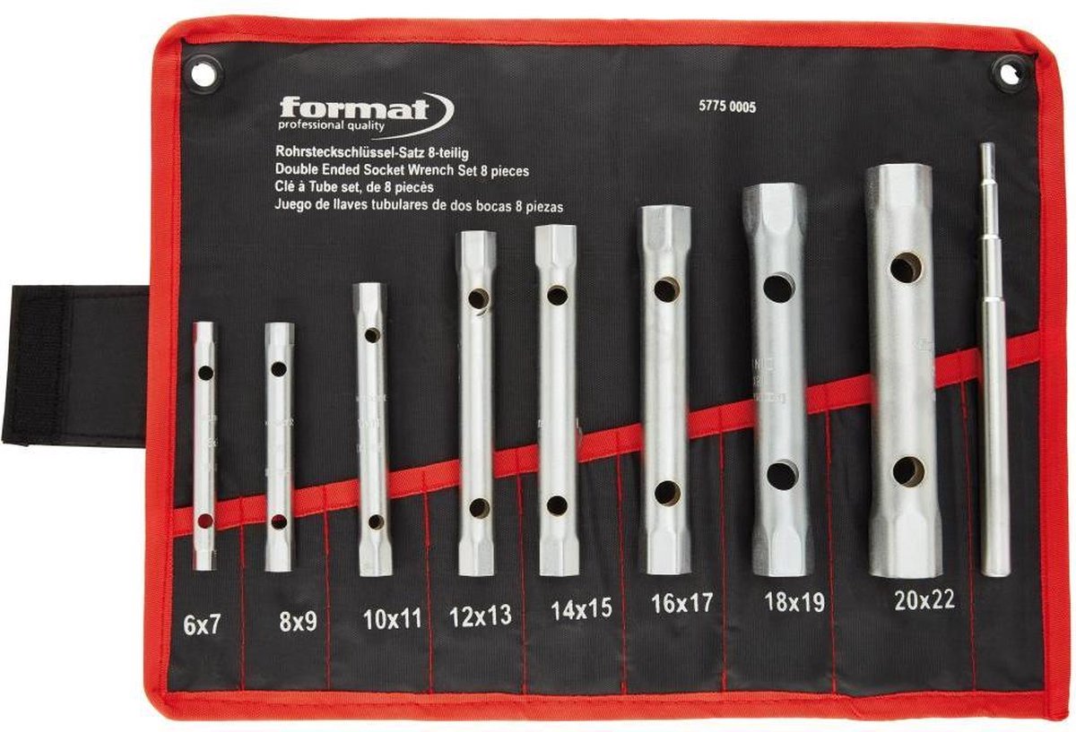 Set pijpsleutels Staal Nylon tas 9-delig FORMAT