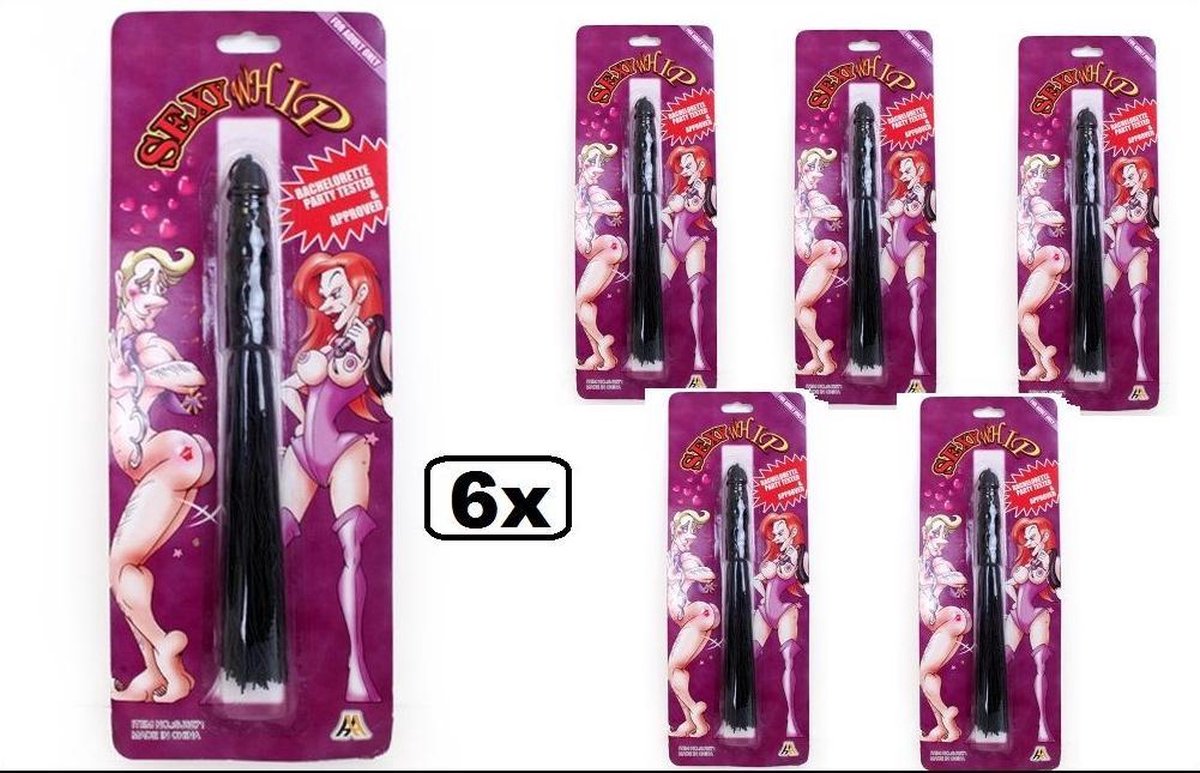 6x Zweepje met mini penis handvat