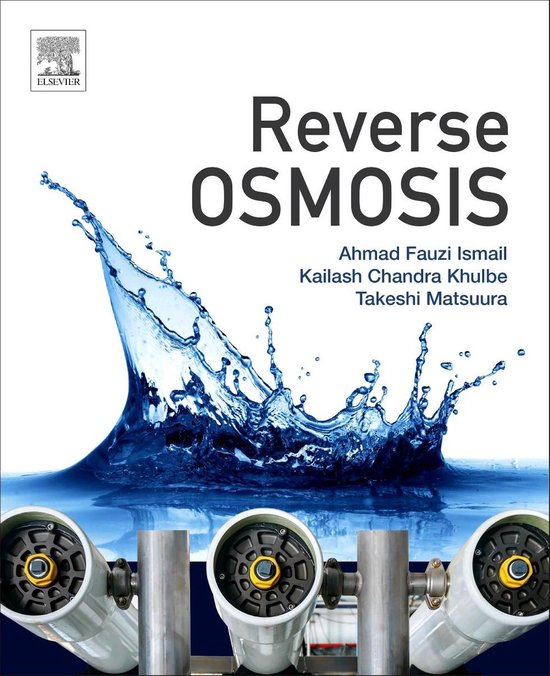 Boekomslag: "Reverse Osmosis" met waterplons en RO-filters.
