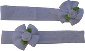 Jessidress Haarband Meisjes Hoofdband van kant met bloemen - Wit