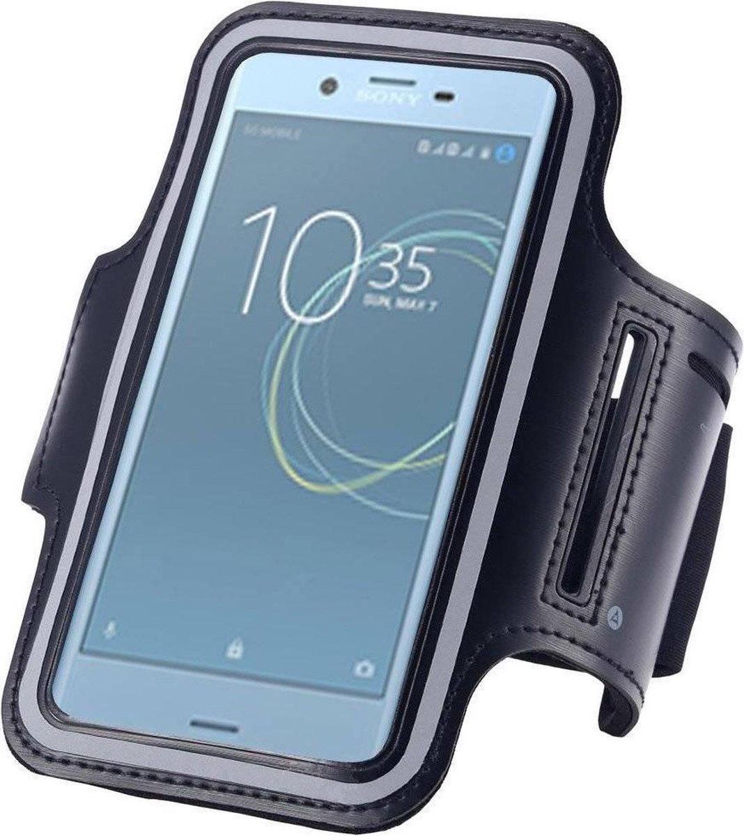 Pearlycase Hoesje Geschikt voor Sony Xperia XZ Premium Sportarmband Hardloopband - zwart