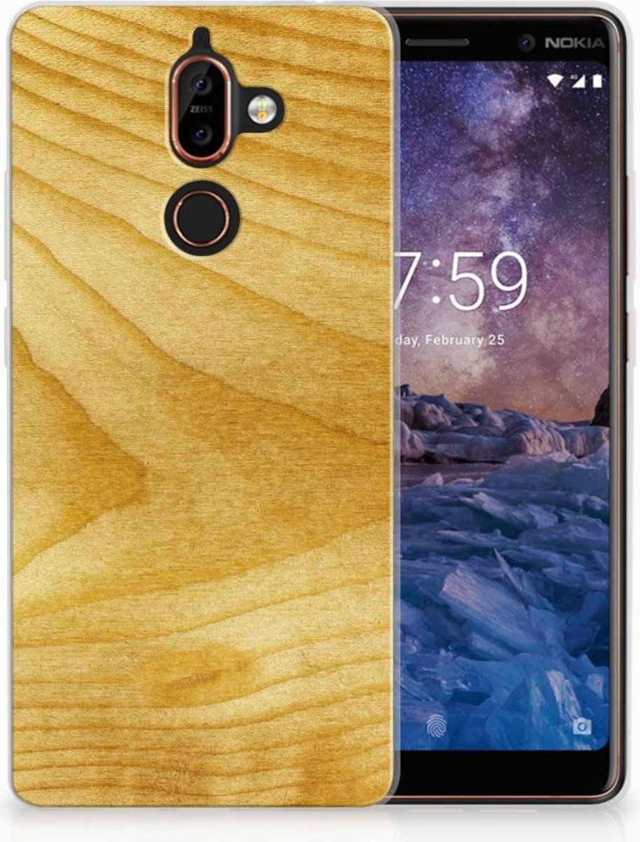 Nokia 7 Plus Bumper Hoesje Licht Hout