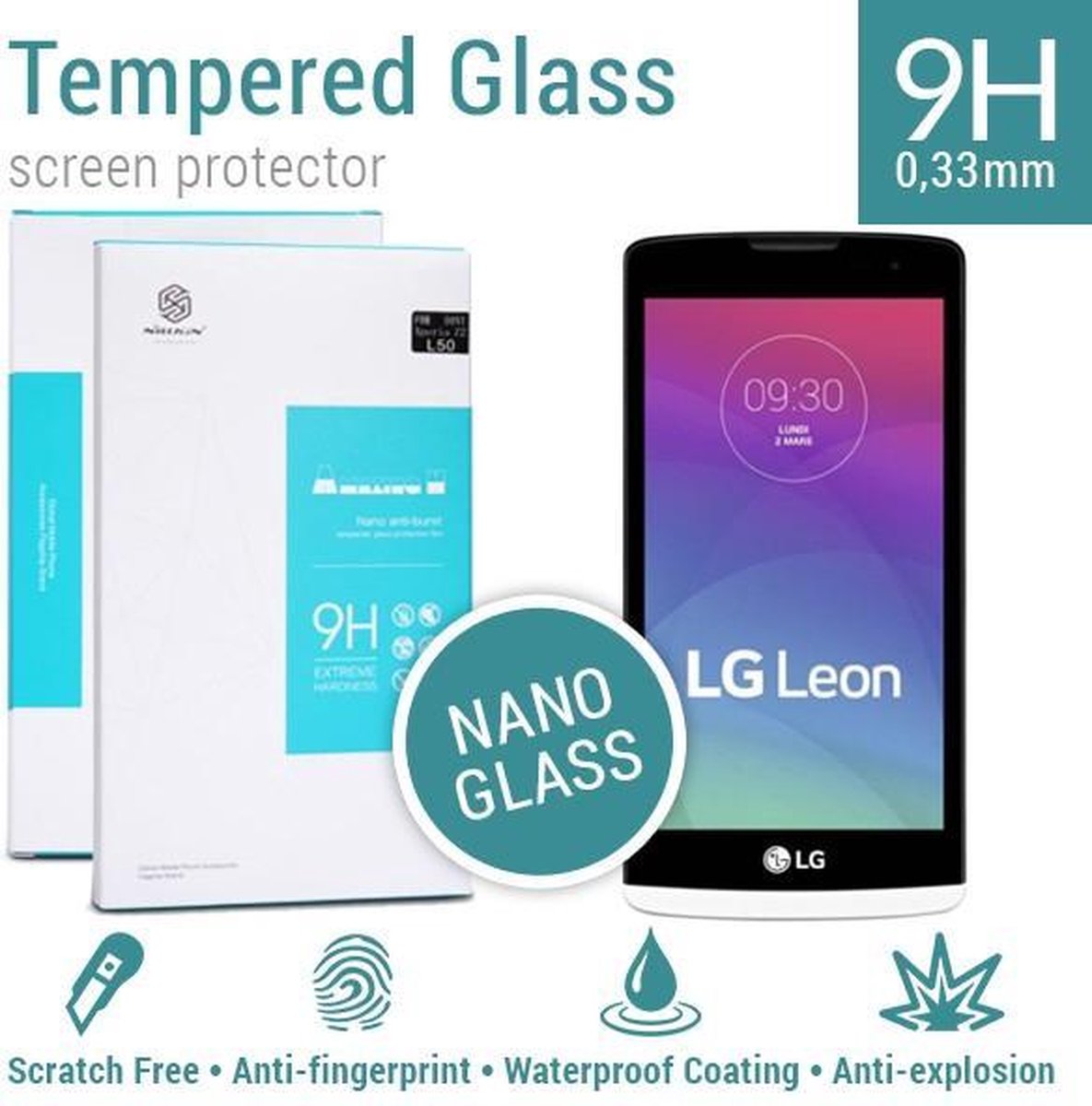 Nillkin Screenprotector Tempered Glass LG Leon (4G) - 9H Nano