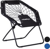 Relaxdays bungee stoel blauw - elastische vering - bungee chair - vouwbaar - loungestoel - grijs