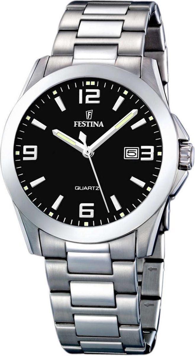 Festina Classic Horloge - Festina heren horloge - Zwart - diameter 40 mm - roestvrij staal