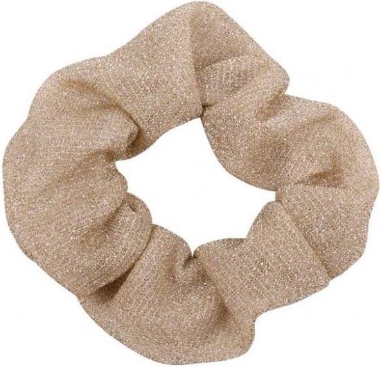 Glitter scrunchie/haarwokkel, beige