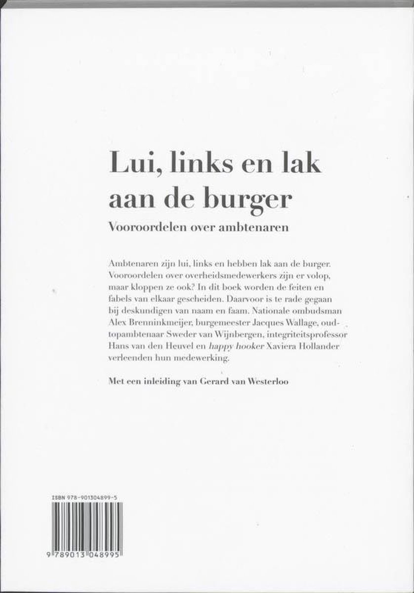 Lui, links en lak aan de burger - back cover
