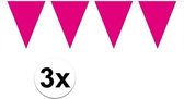 3x Mini vlaggenlijn / slinger - magenta roze-  300 cm