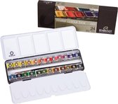 Water Colour set 24 kleuren napjes aquarel aquarelverf met penseel (roodmarterhaar) transparante waterverf