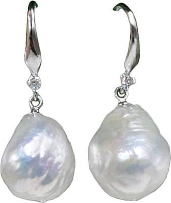 Zoetwater parel oorbellen Bling Kasumi White Pearl - oorhanger - echte parels - wit - sterling zilver (925)
