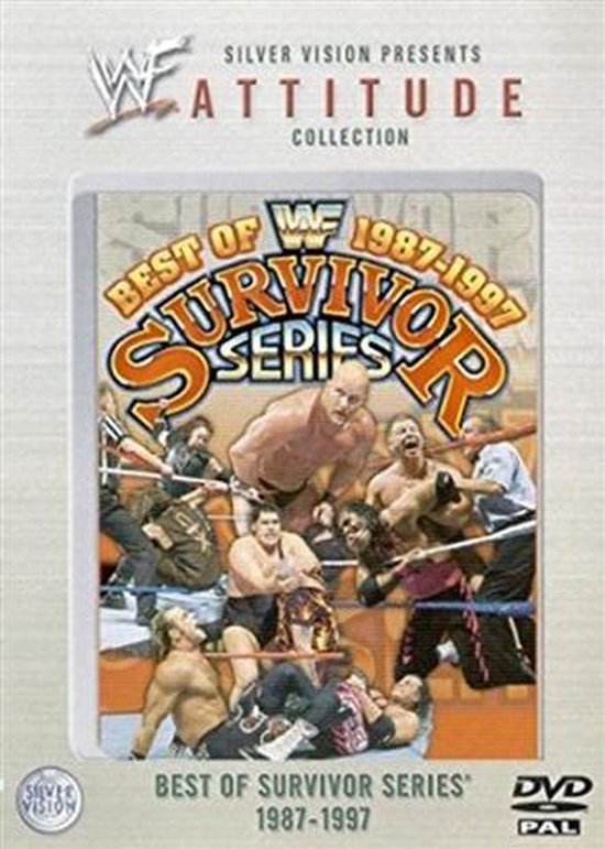 DVD hoes van WWF Best of Survivor Series 1987-1997 met worstelaars in een ring.