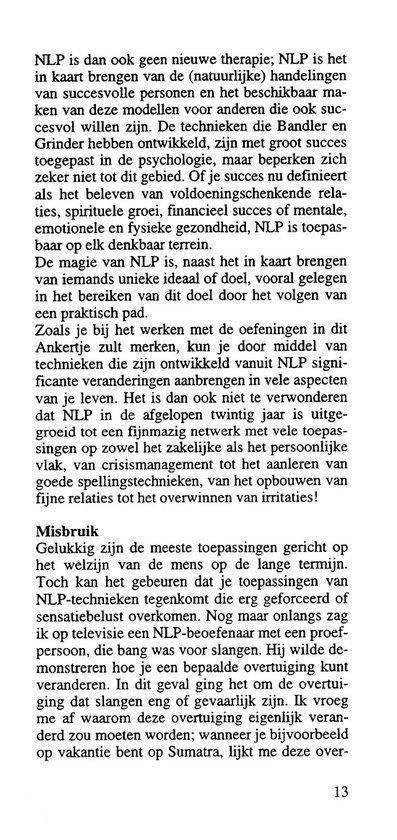 Pagina 13 van het boek 'Het ABC van NLP', met tekst over misbruik en NLP.