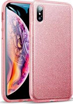 Hoesje geschikt voor Apple iPhone Xs Max Hoesje Glitters Siliconen TPU Case Rose Goud - BlingBling Cover van iCall
