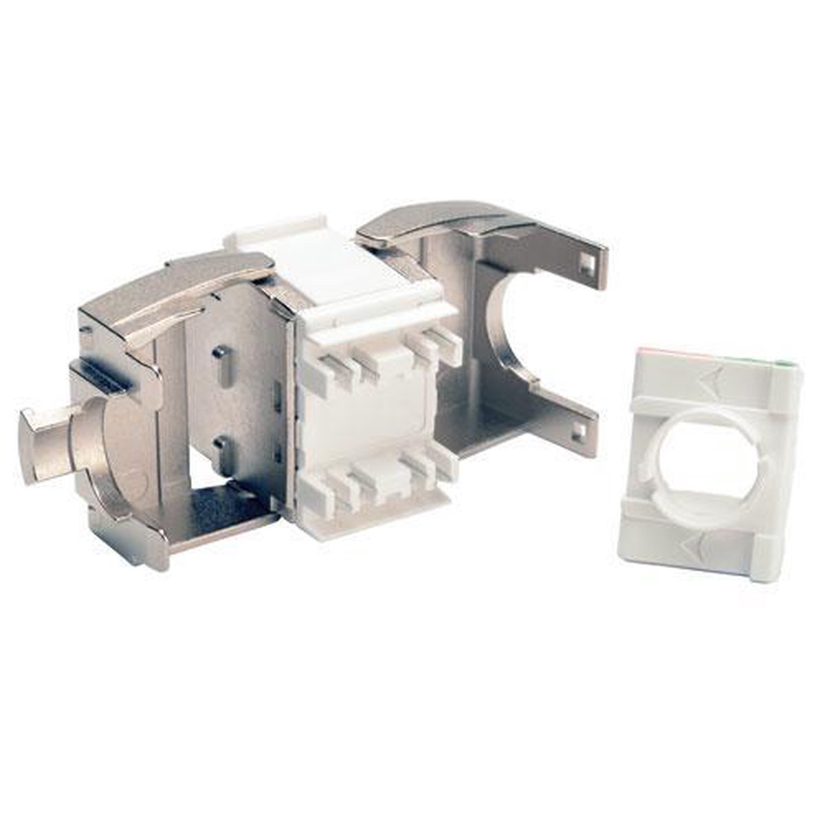 Tripp-Lite N238-001-GY-TFA Toolless Cat6a Keystone Jack, PoE/PoE+ Compliant, Shuttered - Gray, TAA TrippLite