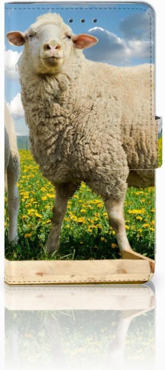 Samsung Galaxy J7 2016 Telefoonhoesje met Pasjes Schaap en Lammetje
