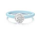Colori 4 RNG00049 Siliconen Ring met Steen - Kristal Bal 8 mm - One-Size - Licht Blauw