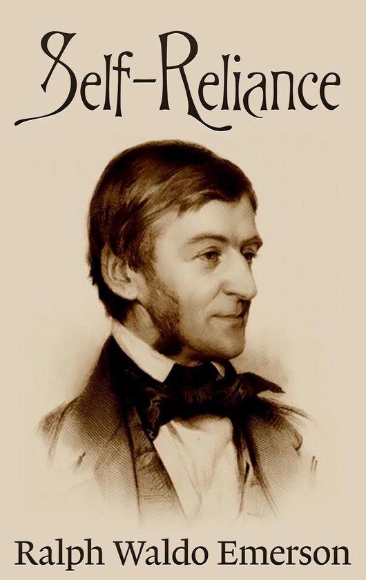 Titelpagina van 'Self-Reliance' van Ralph Waldo Emerson met een portret van Emerson.