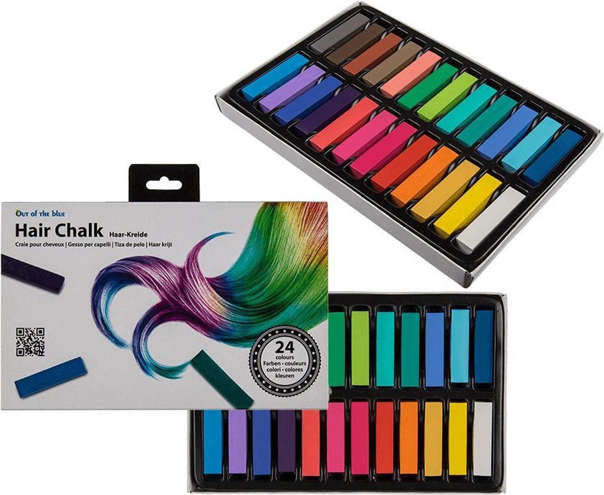 Multicolor haarkrijt / Verkleedhaarkleuring - 24-delig