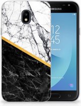 Geschikt voor Samsung Galaxy J3 2017 TPU Siliconen Hoesje Marble White Black