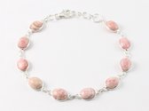 Fijne zilveren schakelarmband met rhodochrosiet