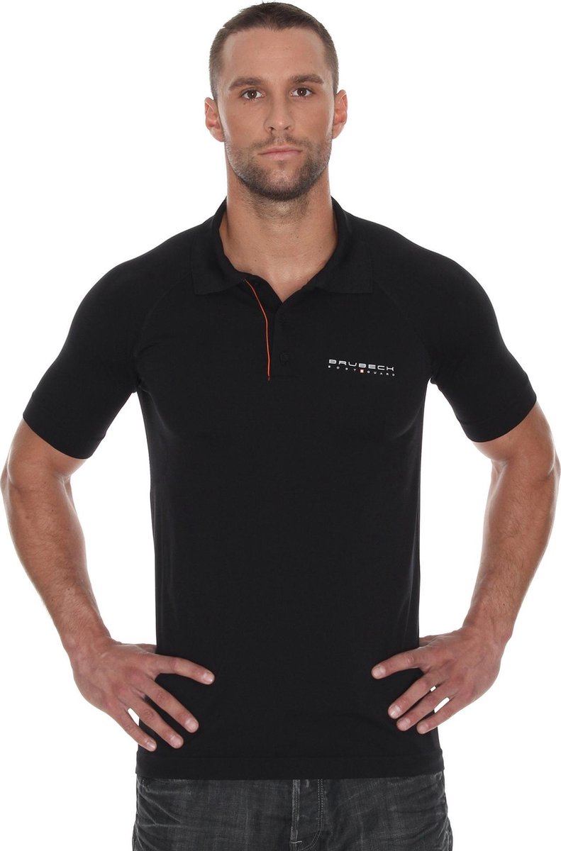 Brubeck Prestige seamless sport poloshirt korte mouw – heren – voor golf en tennis - Zwart M