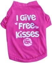 Hondenshirt met tekst I give free kisses roze - L