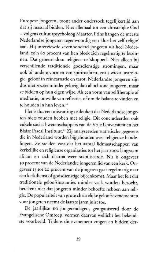 Tekstpagina met discussie over religie onder Nederlandse jongeren.