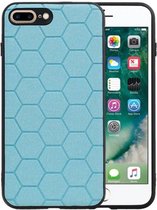 Hexagon Hard Case - Telefoonhoesje - Backcover Hoesje - achterkant hoesje - Geschikt voor iPhone 8 Plus / iPhone 7 Plus - Blauw