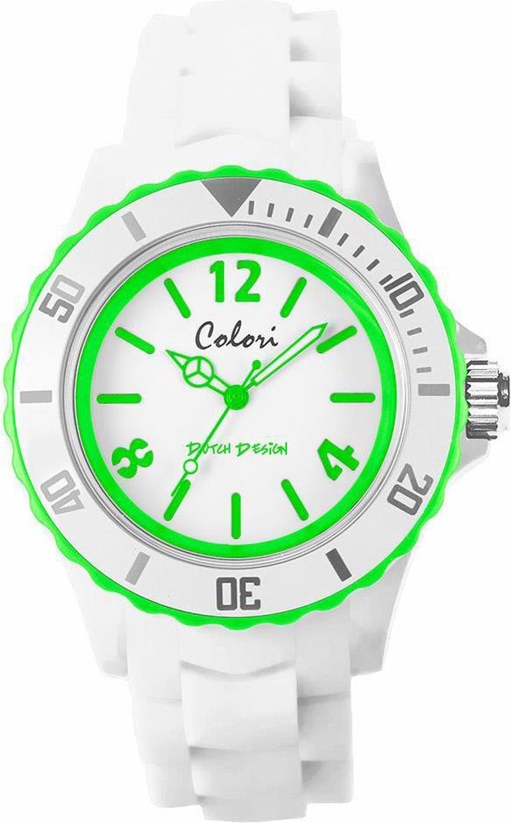 Colori White Summer 5 COL400 Horloge - Siliconen Band - Ø 44 mm - Wit - Groen