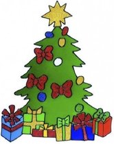 Kerst raamstickers kerstboom plaatjes 30 cm - Raamdecoratie kerst - Kinder kerststickers