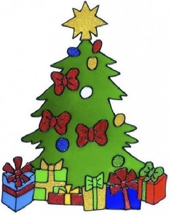Kerst raamstickers kerstboom plaatjes 30 cm - Raamdecoratie kerst Kinder kerststickers | bol.com