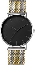 Premium Mesh Watch Gold Silver - Milanees Horloge Goud Zilver - Metaal Staal - 40mm – STRAEPPA 45001